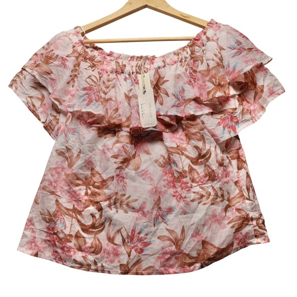 Nicole Miller Tops - Artelier Nicole Miller Women Floral top‎ NWT Off The Shoulder Ruffle Blouse S